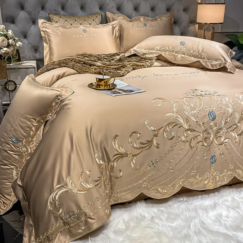 Silk Pillowcase Set - European-Style Bed Sheet Four-Piece Set 100