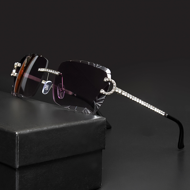 Luxury Zone - Fashion Rimless Square Sunglasses Vintage Diamond