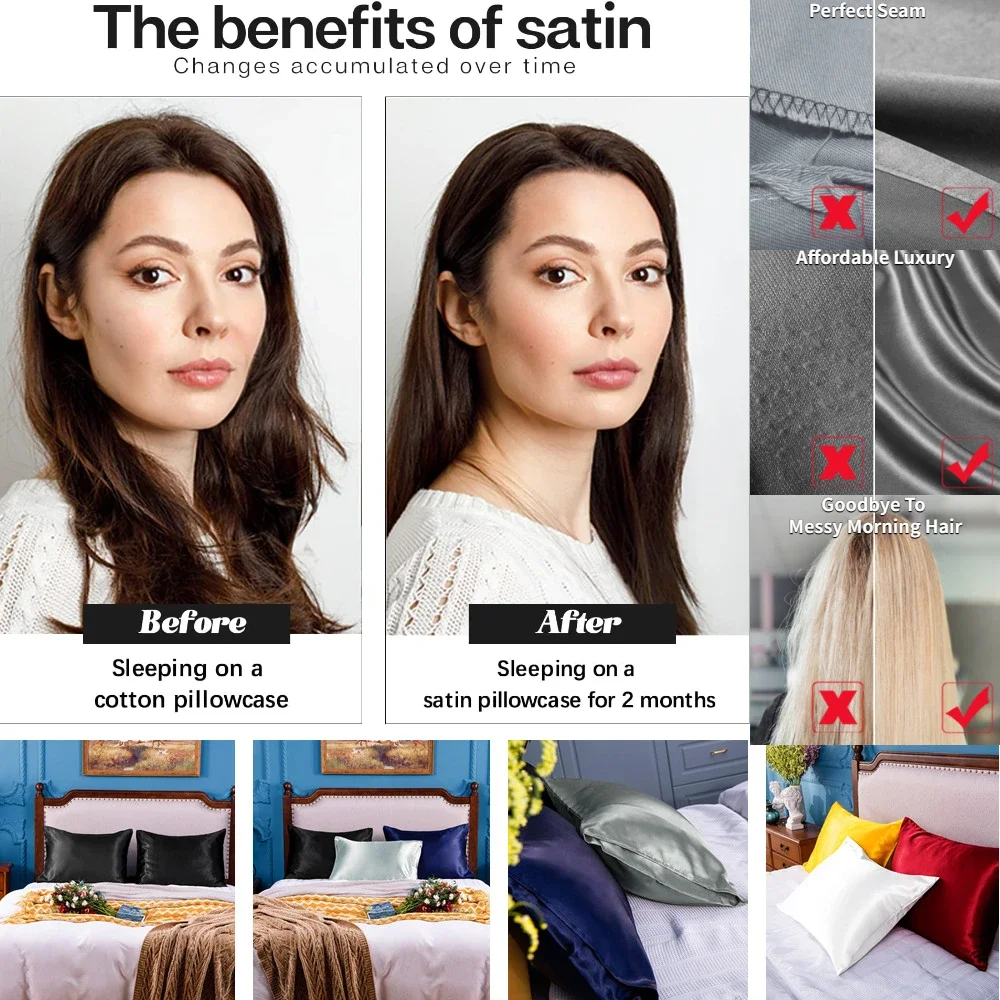 2 Pack Satin Pillowcase for Ha - Silk Pillowcase Set ulasan dan harga