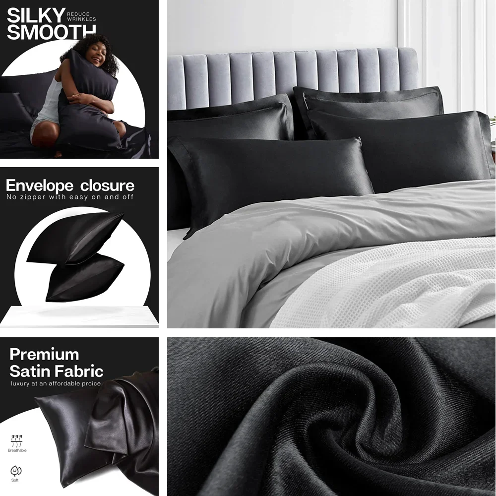 2 Pack Satin Pillowcase for Ha - Silk Pillowcase Set ulasan dan harga