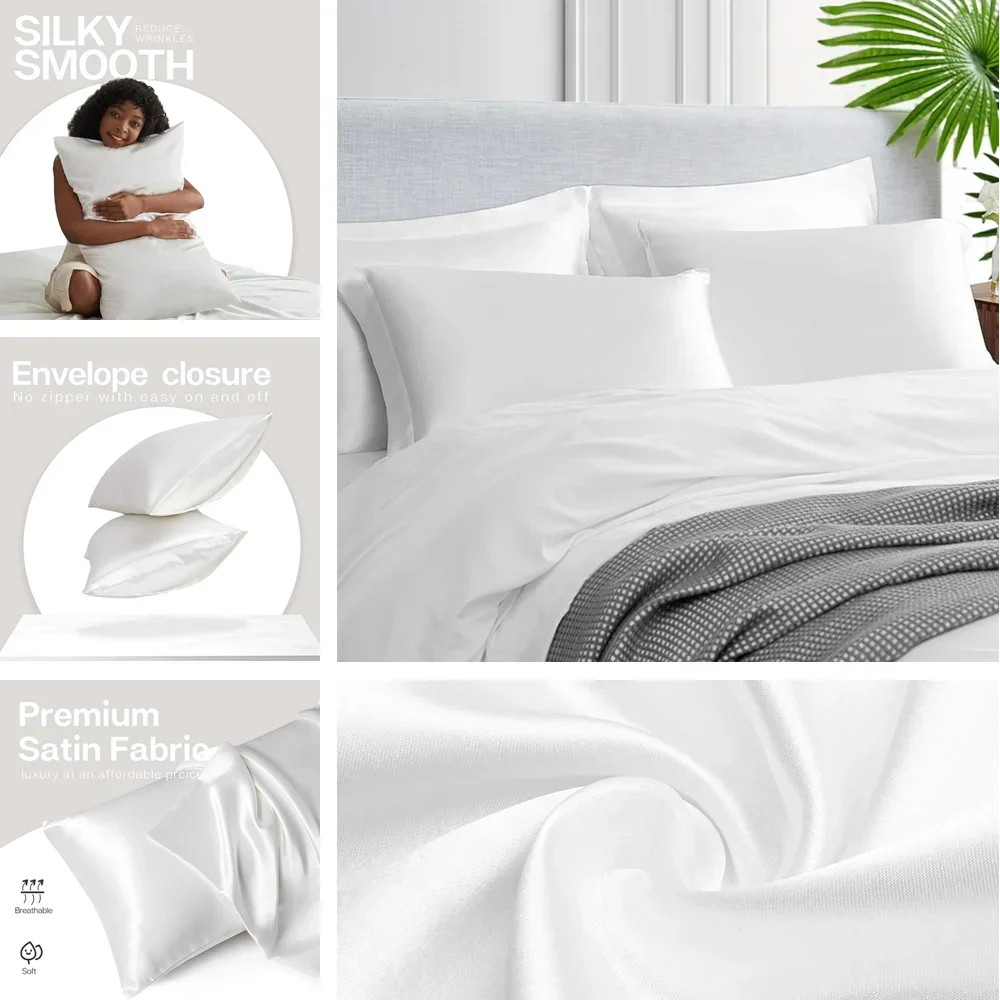2 Pack Satin Pillowcase for Ha - Silk Pillowcase Set ulasan dan harga