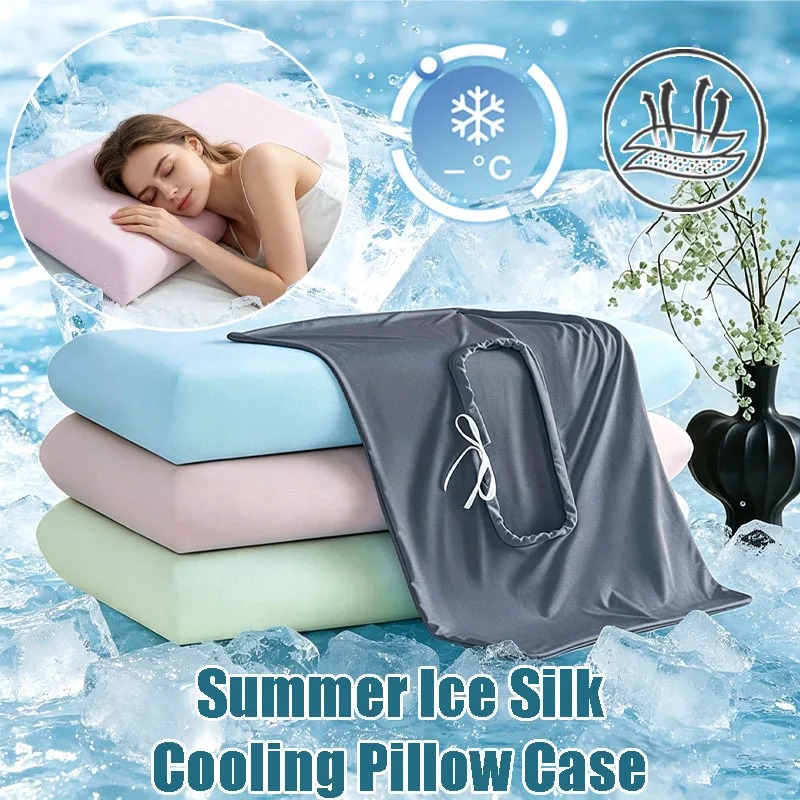 1 Set Summer Ice Silk Cooling  - Silk Pillowcase Set ulasan dan harga